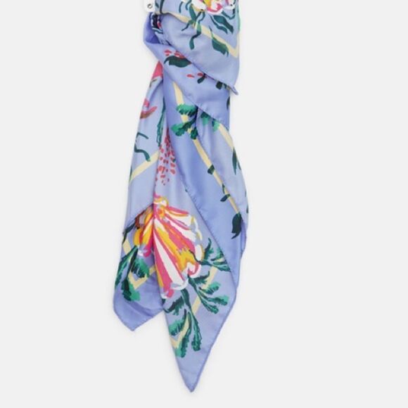 ZARA SATIN EFFECT PRINTED HANDKERCHIEF - Picture 4 of 4